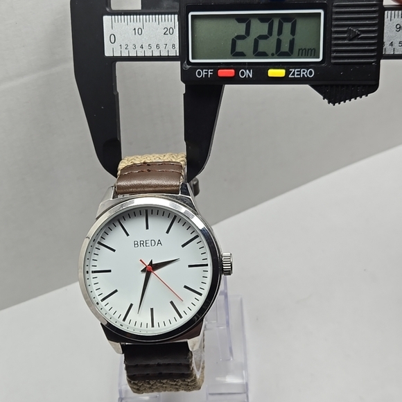 Mens Breda Silver Tone Watch On Woven Band White Dial New Battery - Picture 5 of 9